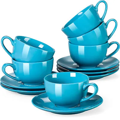 Lovecasa Sweet 12pc Cappuccino Tea Coffee Latte Cups Saucers Set Porcelain 230ml • £29.99