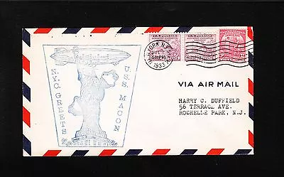 Airship Zeppelin USS Macon US Navy New York City Greets 1933 Cover Z7 • $34.50