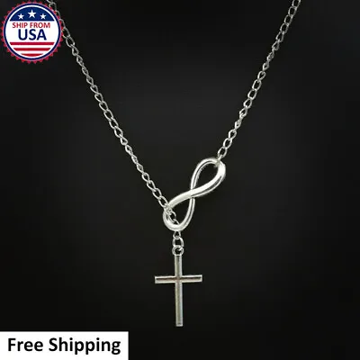 Women's Fashion Jewelry 925 Sterling Silver Infinity Cross Necklace • $4.86