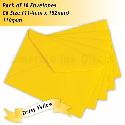 Pack Of 10 Envelopes - C6 Size (114mm X 162mm) - Daisy Yellow • $3.95