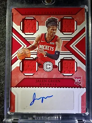 2021-22 Panini Chronicles Cornerstones Jalen Green Quad Patch Auto Red RPA LOOK! • $14.88