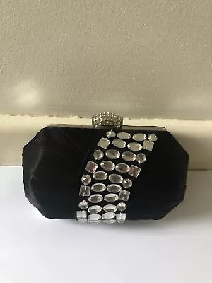 Jane Norman Embellished Box Black Clutch Bag Used • £6