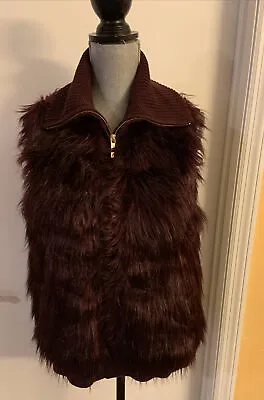 Michael Kors Ladies Faux Fur Zip Up Cordovan Vest Size Large • $39.99