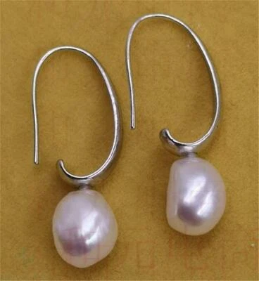 £5.99 • Buy 10-12MM HUGE White Baroque Pearl Earrings Silver Peacock South Sea Natural