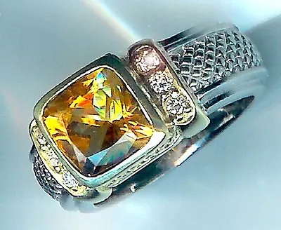 New Judith Ripka TWO Diamond & Gen Citrine Ring • $267