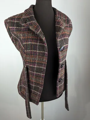 CAbi - Wool Blend Jacket Vest - Belted - Preppy - Multicolor - Sz M (J97) • $14.99