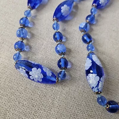 Trade Bead Venetian Necklace Antique Murano Blue Glass Millefiori Single Cane • £149.50