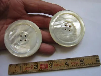 2 Huge 2-1/2  Matching Pair Pearl Shell Button MOP Large Antique Vintage Buttons • $16.97