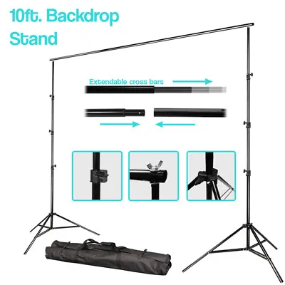 Photography Photo Muslin Background Support Stand 10' Backdrop Crossbar Kit • $42.68