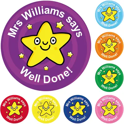 144 Personalised Well Done Star Reward Stickers For School Teachers Children P • £3.79