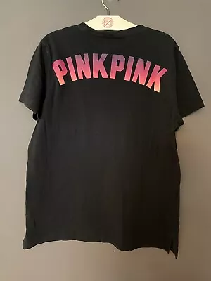 Victoria’s Secret Vs Pink Short Sleeve Campus Tee Shirt Black OmbrÉ Pup Dog Logo • $30