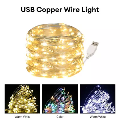 LED DIY Micro Copper Wire Fairy String Lights Party Decor USB Plug In 5M/10M/20M • $6.36