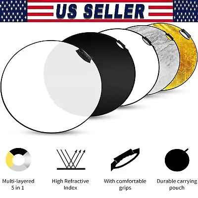 24 Inch/60 Centimeter Light Reflector Diffuser 5 In 1 Collapsible Multi Disc • $9.99