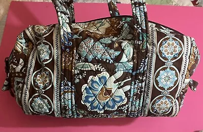 Vera Bradley Retired Java Blue Small Duffle/ Purse Gym Tote • $9.98