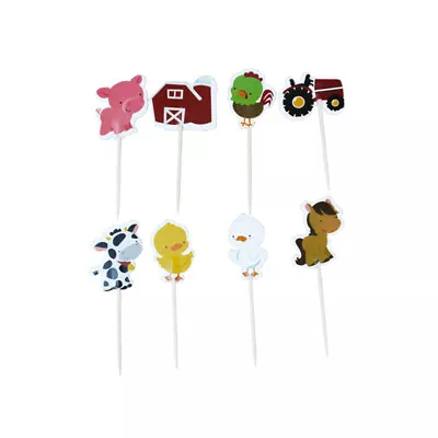  24 Pcs Cake Topper Disposable Animal Farm Poultry Cake Picks Food Decoration • £6.75