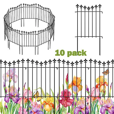 10 Pack Decorative Garden Fence Panels Animal Barrier For Dog Rustproof Borders • $25.99