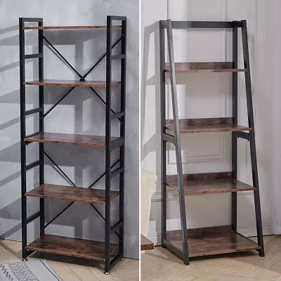 Large Wooden Ladder Shelf Bookcase Wooden Storage Shelves Display Shelving Unit • £26.95