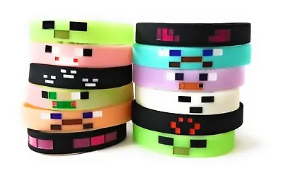 MINING PIXELATED Bracelets Kids Birthday Party Favors - GLOW IN THE DARK (12 Pk) • $9.99