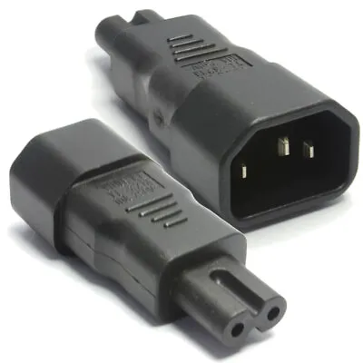 IEC Socket C14 To Figure Of Eight/Fig 8 C7 Plug Adapter Black • £3.44