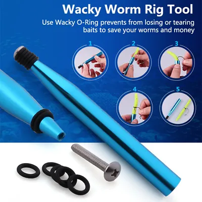 Wacky Rig O-Ring Tool For 3 4”&5” 6” Senko & Stick Baits (w/ 10 Black O-Rings) • $7.99