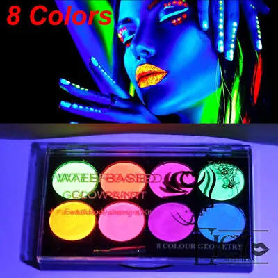 8 Colors Non Toxic Face & Body Paint Make Up Palette Kit Water Based Painting • £5.89