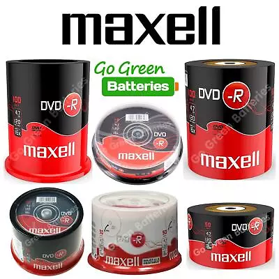 Maxell DVD-R Blank Recordable Discs 120 Min 1-16x Speed 10/25/50/100 Discs • £13.99