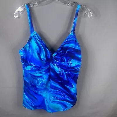 MiracleSuit Tankini Swim Top Womens 16 Blue Breakers Sanibel Underwire Slimming • $49.97