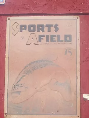 Vintage Sports Afield Fishing April 1934 Embossed Metal Sign New • $15