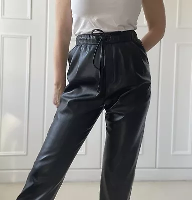 Zara Soft Faux Leather Joggers Trousers Size 12 • £13