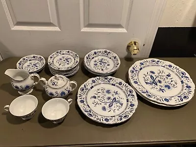 Lot Of 19 Vintage Castlecourt Japan Blue Onion Vintage Dinnerware Set Porcelain • $134.99