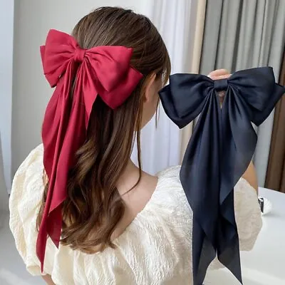 $3.47 • Buy Womens Korea Elegant Long Bow Hairpin Large Ribbon Hair Clip Hair Accessories