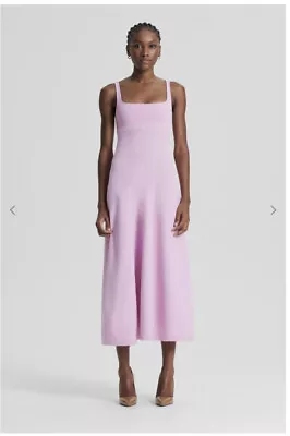 $449 • Buy Scanlan Theodore Crepe Knit Square Neck Dress Xs (6) In Mauve Pink