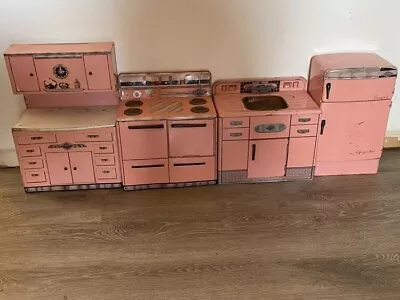 Vintage 1950's Wolverine Toy Kitchen Set Pink Metal Made In USA • $150