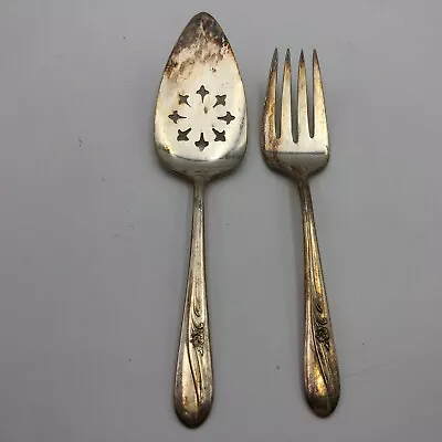 H & T Mfg. Co. Silver Plate Meadow Flower Pattern Cake/Pie Server Meat Fork • $11.99