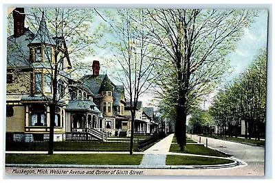 C1950's Webster Avenue & Corner 6th Street Houses Muskegon Michigan MI Postcard • $14.98