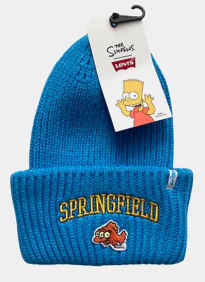 $23.15 • Buy Levi's Levis X Simpsons Nwt Blue Springfield Blinky Fish Knit Beanie Cap Hat