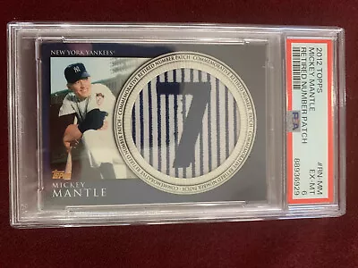Mickey Mantle 2012 Topps Retired Numbers Patch Relic PSA 6 EX-Mint • $59