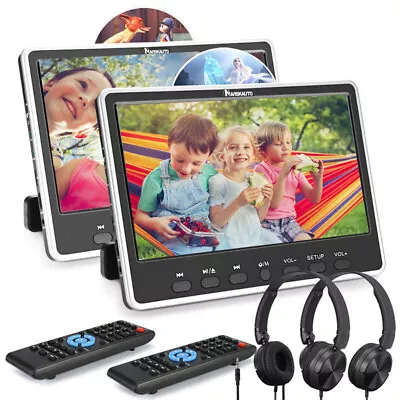 2x12  Car Headrest DVD Player Rear-Seat Monitor Sync Screen HDMI USB SD+Headsets • $224.55