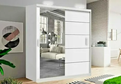 £455.99 • Buy Modern Lyon Sliding Door Wardrobe Cabinet Bedroom In 5 Sizes&4 Colors With LED