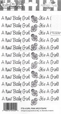 E-Z Rub-On Metallic Foils (It's A Girl Pink) Papercraft Hobby - ROY724PK • £2.25