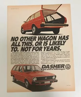 1974 Volkswagen VW Dasher Wagon Print Ad A New Kind Of Volkswagen • $7.30