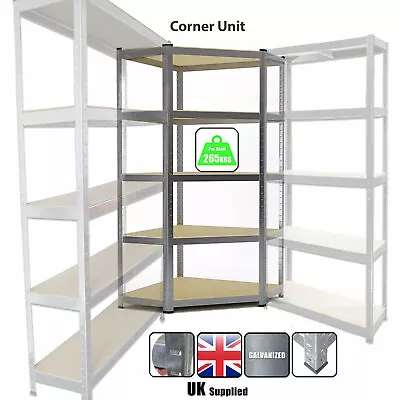 £44.99 • Buy Boltless Garage Corner Racking Metal Shelving Stand Heavy Duty 5 Shelf Bay Unit