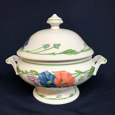 Villeroy & Boch  Amapola  7 7/8” Round Soup Tureen With Lid Orange Blue Poppies  • $112.49