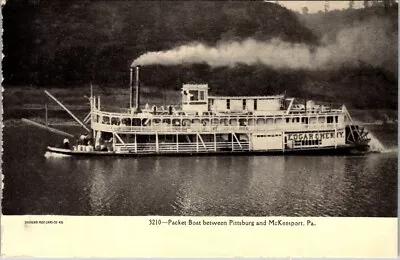 Vintage Postcard Packet Boat Between Pittsburgh McKeesport Pennsylvania PA A9 • $7.99