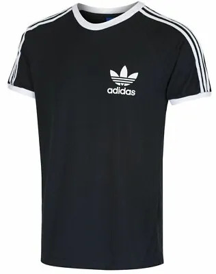 Adidas Men's T-Shirt Raglan Retro Crew Neck Short Sleeve 100% Cotton_ Black • £19.99