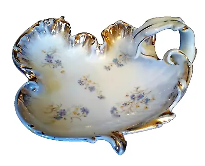Vintage C.t. Carl Tielsch Large Porcelain China Handled Dish  Gold Trim Germany • $93.50