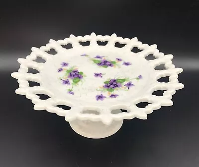 Vintage Norcrest Sweet Violet Porcelain TIERED PLATE  1950's FLEUR-De-LIS Edge • $14.99