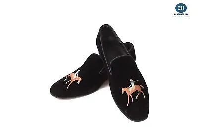 Exquisite Velvet Embroidered Loafer Slip-On Shoes | Stylish Handcrafted • $149