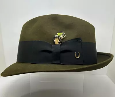 Vintage 50's/60's? KNOX Premier Madison Avenue Hat 7 1/4  Green Horseshoe EXLNT • $85