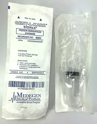 2 Medegen 4091 Gent-L-Kare Sterile Piston Irrigation Syringes 60cc Tip Protect • $10.12